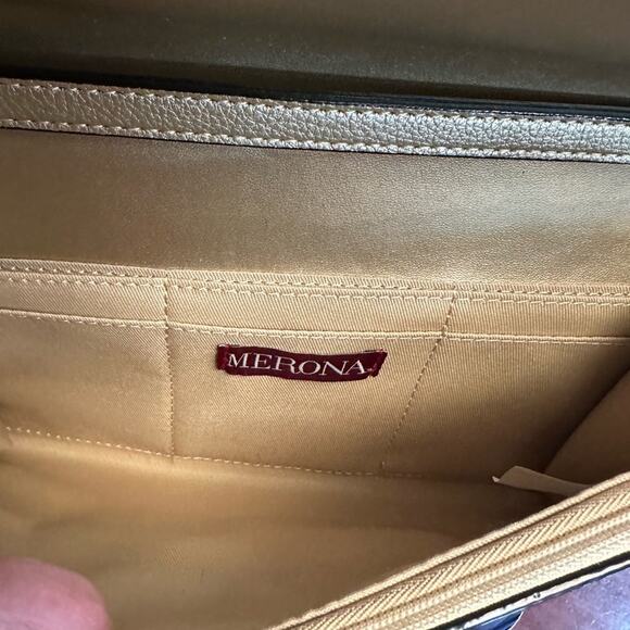 Merona NWOT New Gold Envelope Clutch Hangbag Purse Evening Bag  Detachable Chain - Picture 8 of 13